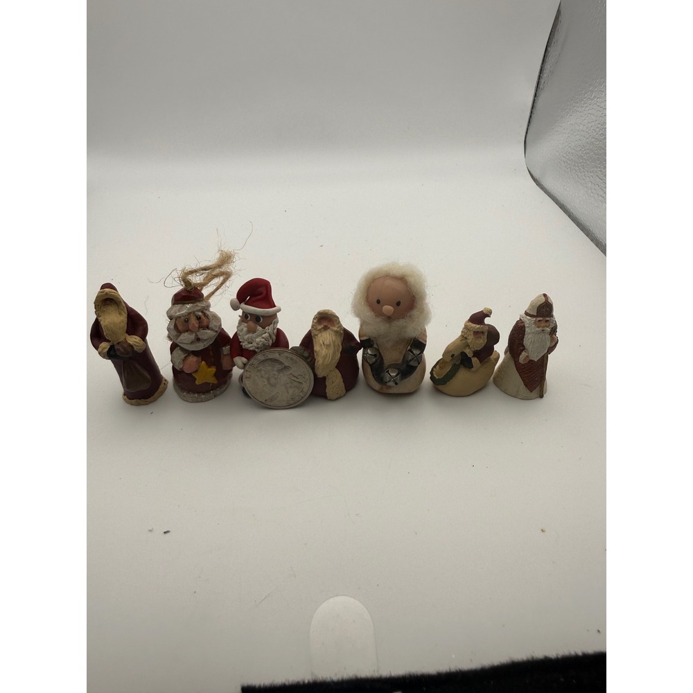Miniature Santa Figurines Set of 7 Christmas Decor Tiny St Nick Father Xmas